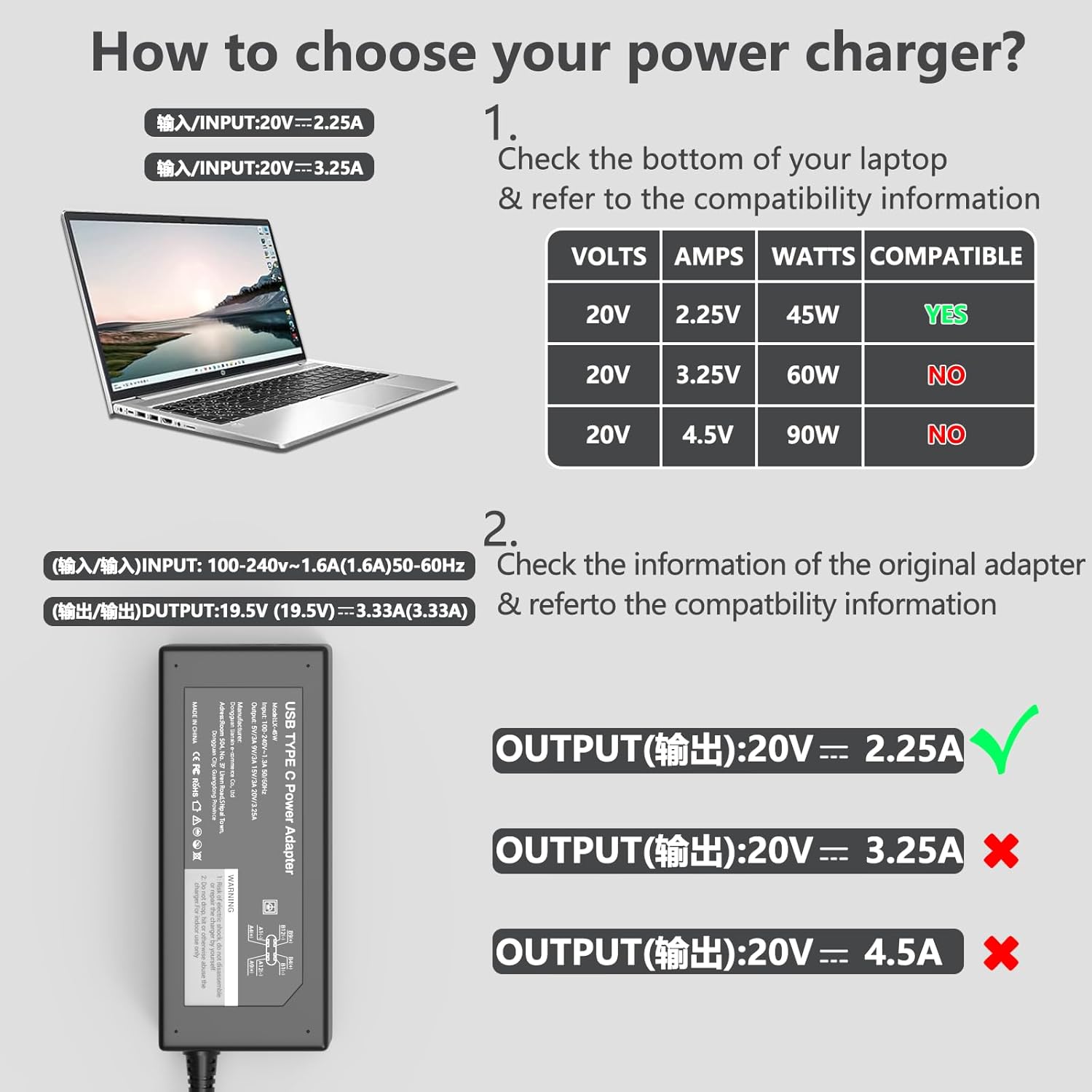 Detalle 2 de GKLSPL LX-45W 45W USB-C Laptop Charger with Power Delivery