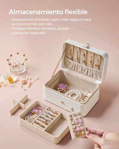 Thumbnail 4 de SONGMICS Colección GISELLA: caja joyero de viaje con 2 niveles y tapa con ganchos