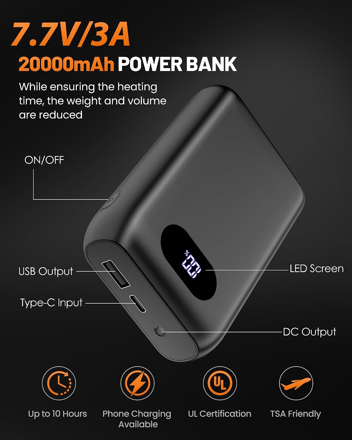 Detalle de Men's Heated Vest, 20,000mAh Battery Pack
