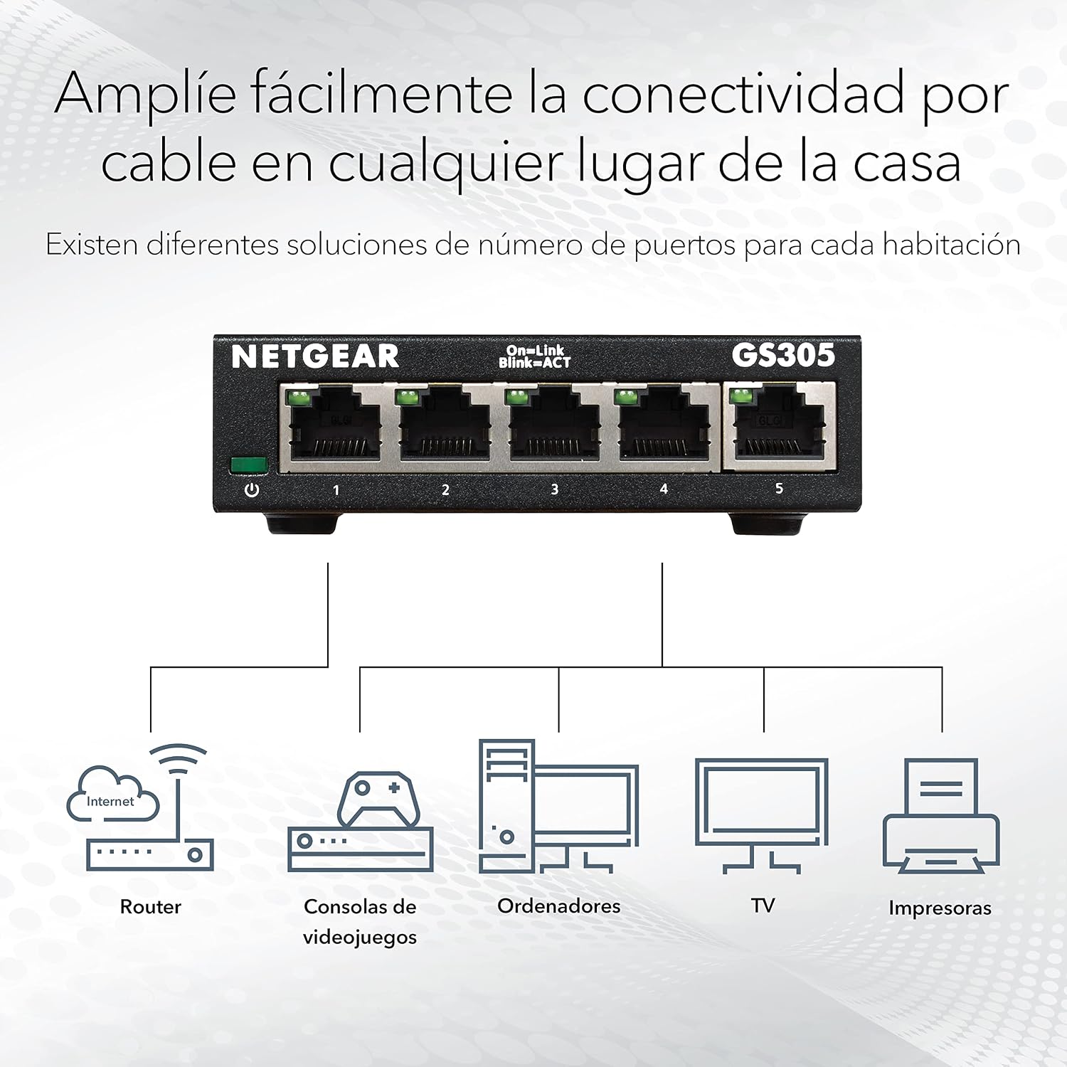 Detalle 2 de NETGEAR GS305 Switch 5 puertos