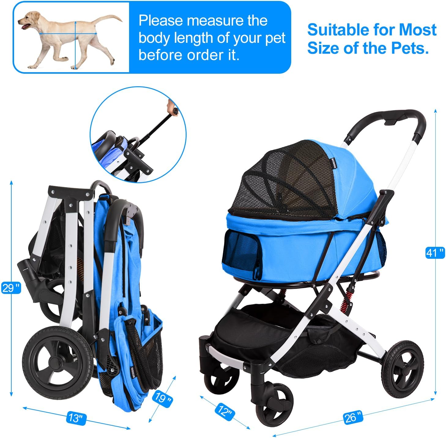 Detalle 2 de Betsocci dog stroller, 44 lb capacity