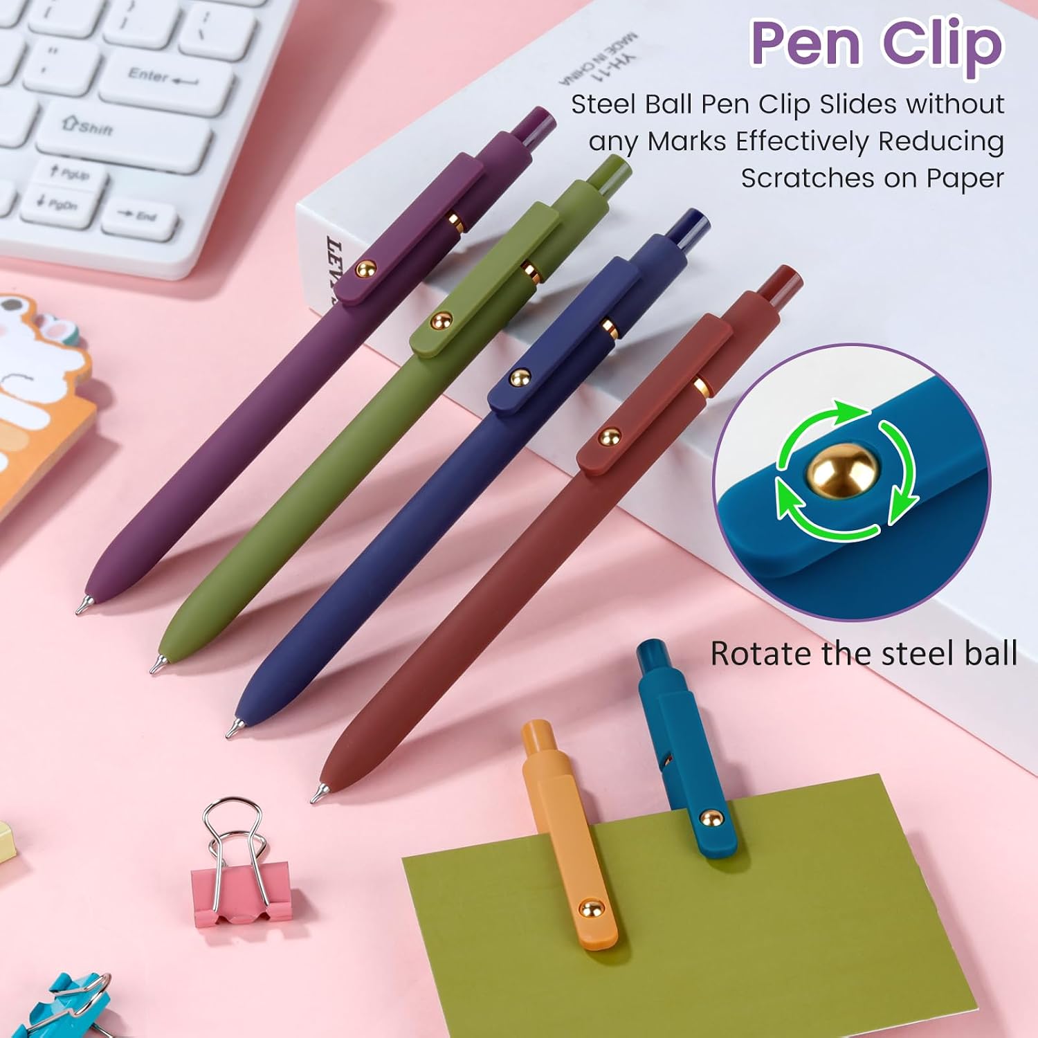 Thumbnail 6 de FIOVER Gelstifte – 6er-Set, 0,7 mm, feine Spitze, schwarze Tinte: das ästhetische Allround-Gelset für Schule, Büro und Journaling