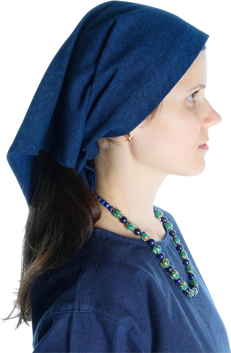 Detalle de HEMAD Laudamie Medieval Headscarf sku-bh-0207, Cotton, Blue, One Size