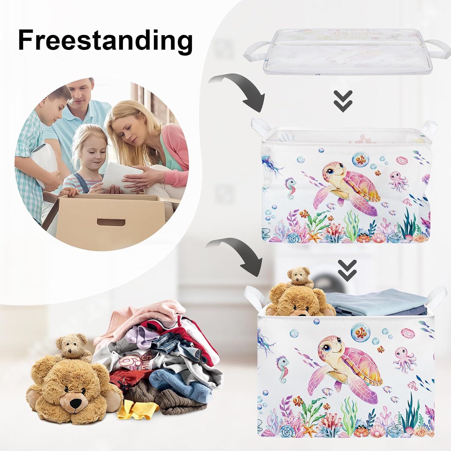 Thumbnail 2 de HUUMONSS Ocean Animals Laundry Hamper 36L