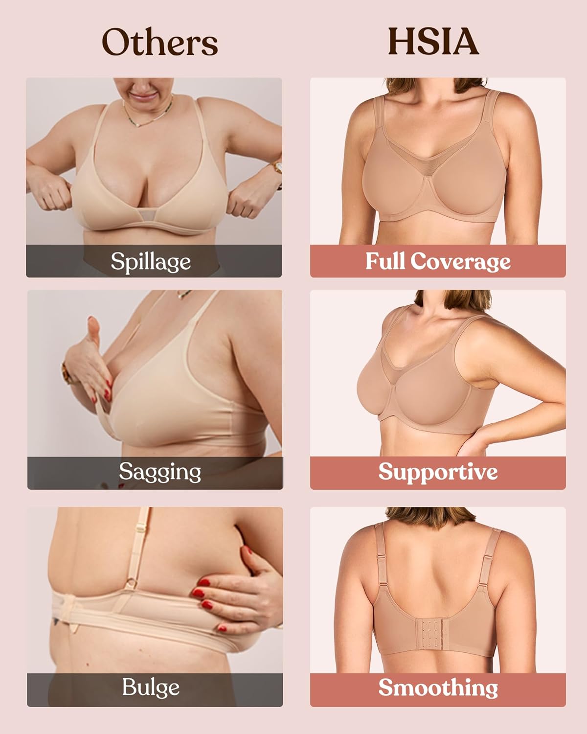 Thumbnail 3 de HSIA Extra Large Coverage Minimizer Bra with Underwires and Coolcomfort, Soft Lining, Non-This unlined design