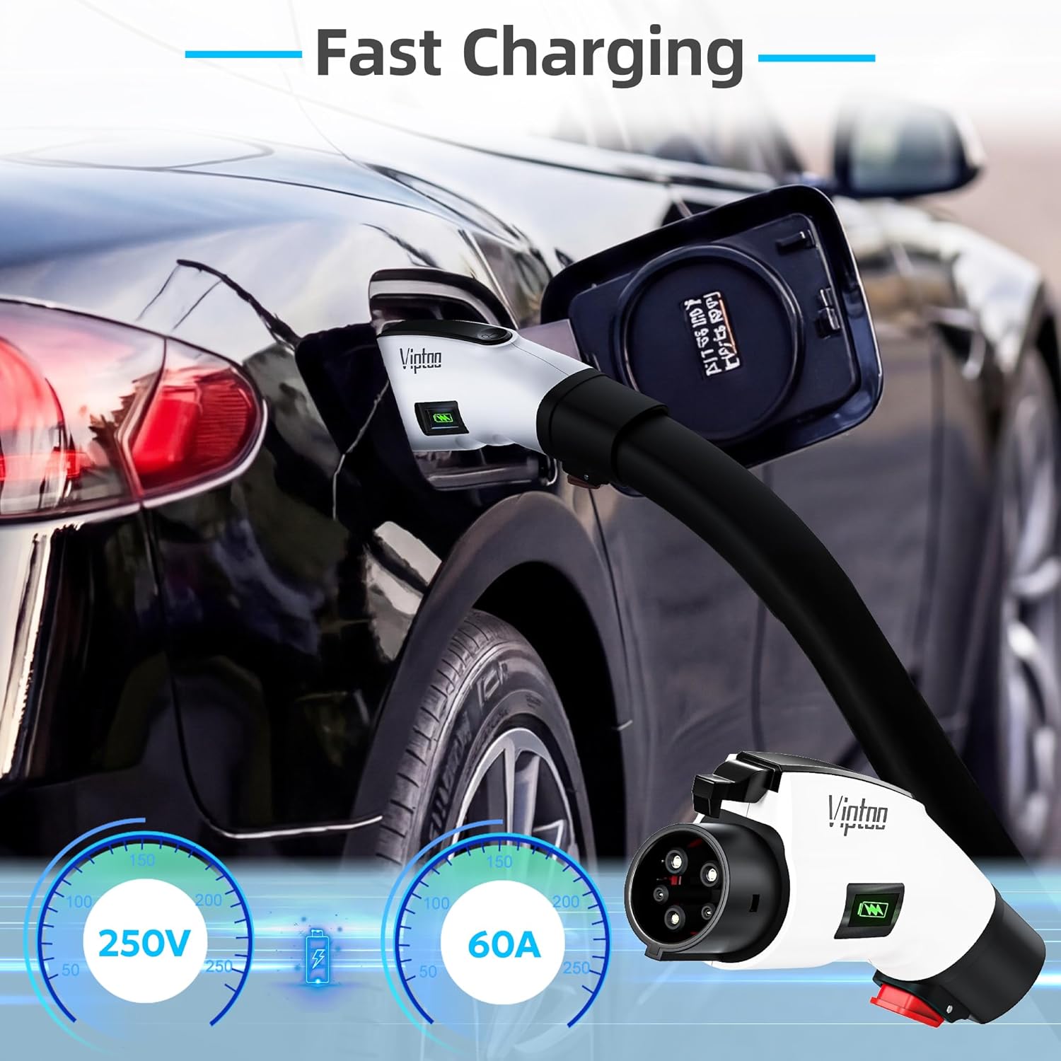 Thumbnail 1 de VIPTOO Tesla to J1772 Adapter 60A 250V AC with Real-Time Charging Display