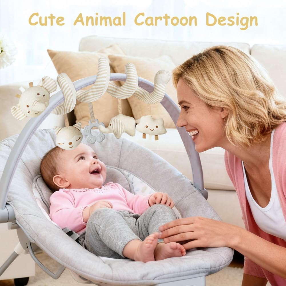 Thumbnail 6 de Vicloon Spiral Pram Toys Elephant – plush sensory rattle hanging toy for newborns (0–6 months)