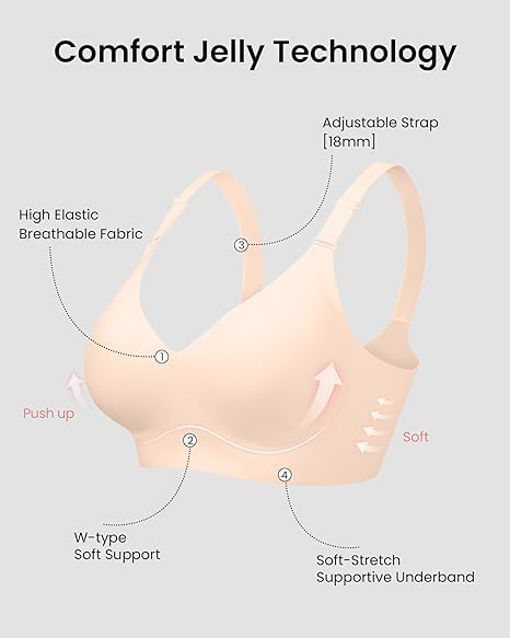 Detalle de HORISUN Comfortable Seamless Full Coverage Wireless Bra (Regular & Plus Sizes)