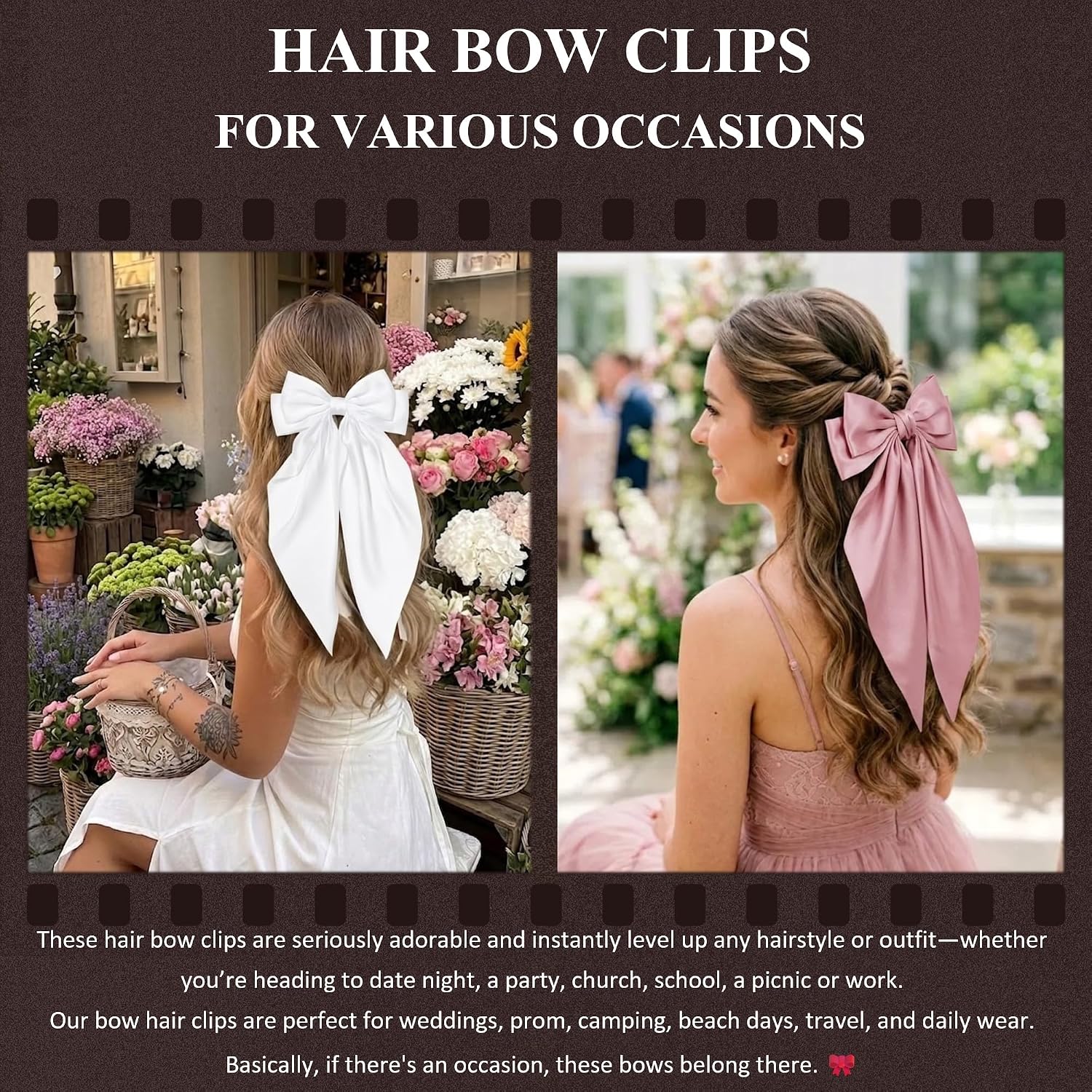 Detalle de Satin Hair Bow Clips, 8-Piece Set