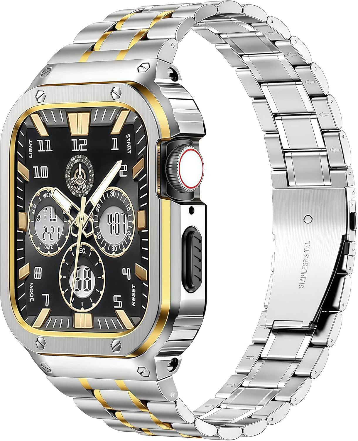Thumbnail 6 de MioHHR Stainless Steel Watch Band with Case for Apple Watch — Rugged Metal Cover, 38–49mm