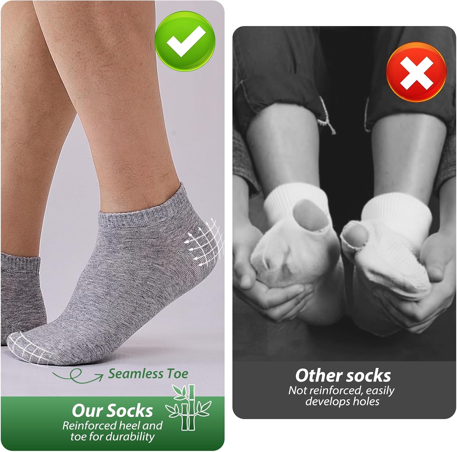 Detalle 2 de SockWaddles 10 Pairs Bamboo Trainer Socks – low cut, moisture-wicking seamless ankle socks (unisex)