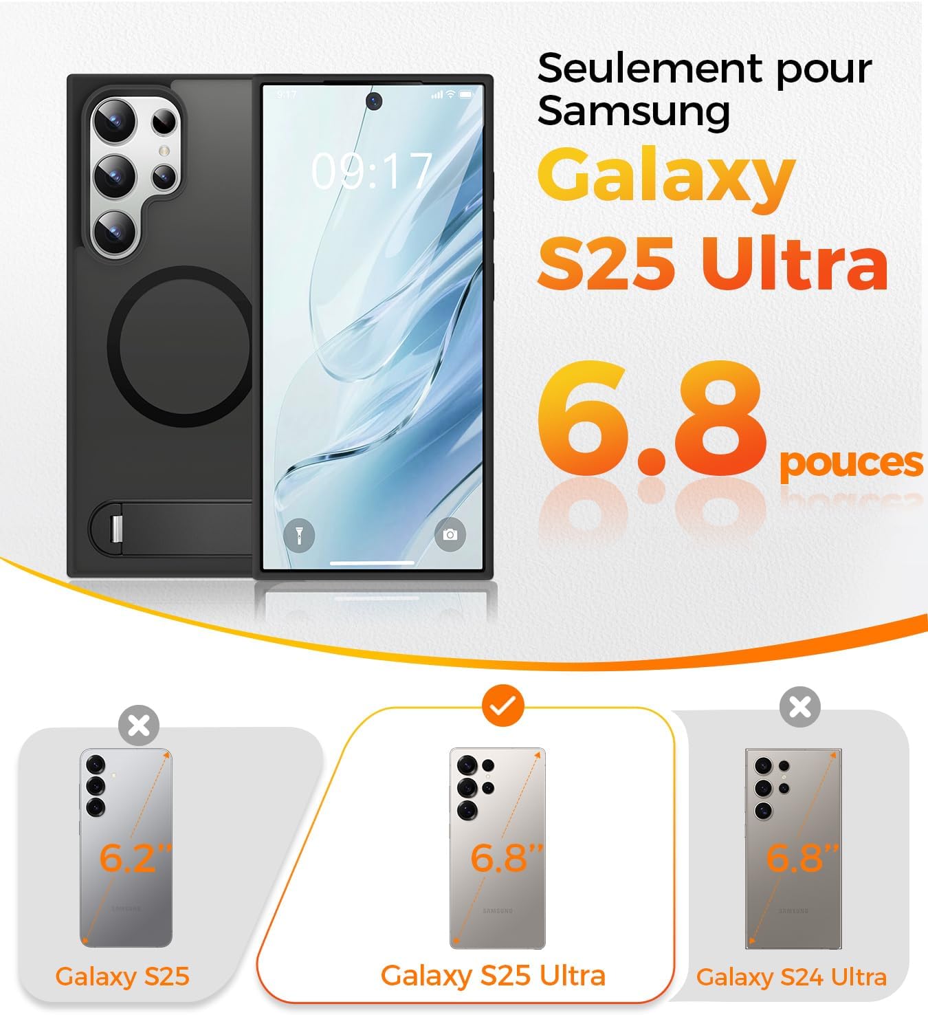 Thumbnail 6 de New-One Coque Galaxy S25 Ultra avec Support 360° Invisible – Magnétique, MagSafe Compatible et Militaire