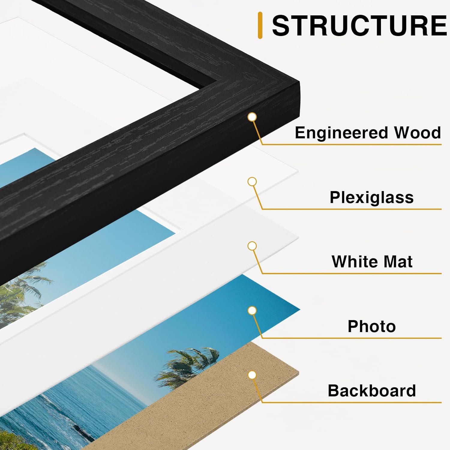 Thumbnail 3 de Vittanly 8x10 Picture Frames Set of 9 ⚙