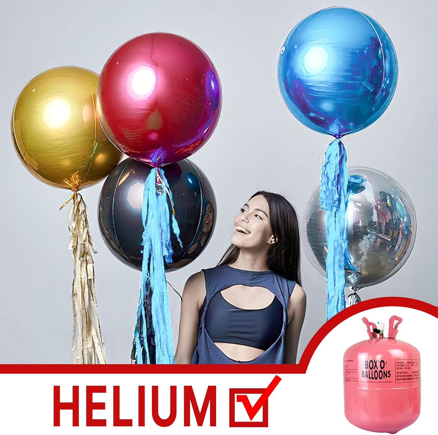 Detalle de PartyWoo Red Foil Balloons 20 pcs 🎈
