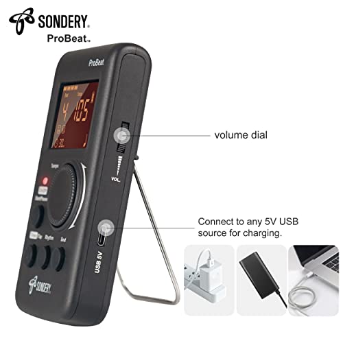 Detalle de Sondery ProBeat Digital Metronome: Rechargeable Vocal Counting for Piano, Guitar, Drum