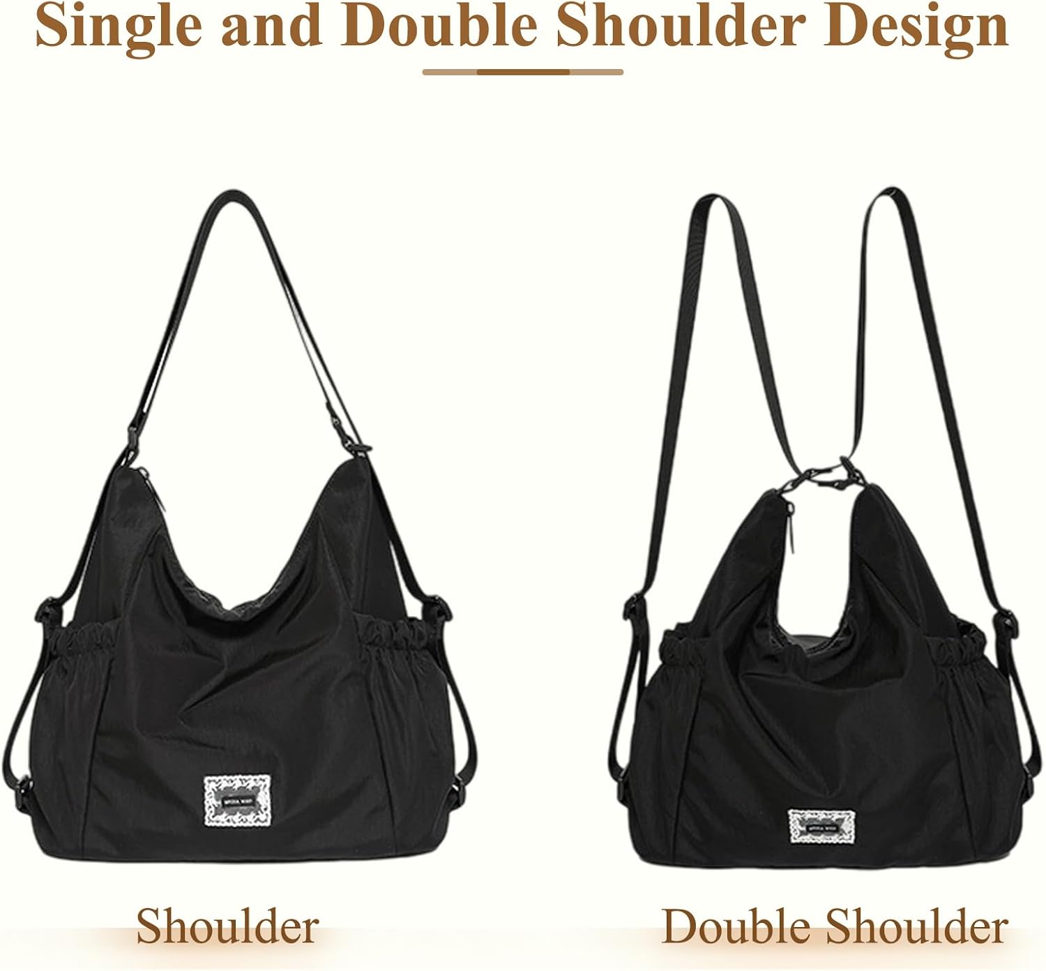 Detalle 2 de Mabecol Borsa Donna Zaino 2 in 1 – tote da spalla trasformabile in zaino (Nero)