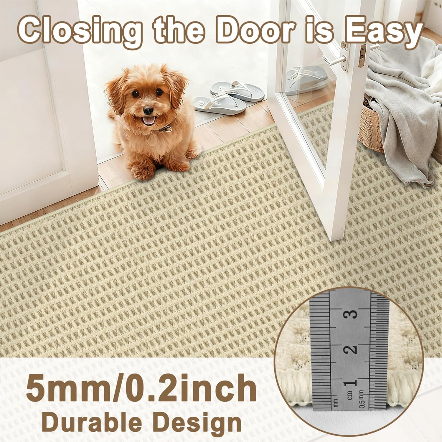 Detalle de Capslpad tapijtloper 60 x 180 cm, antislip en wasbaar met 3D-textuur