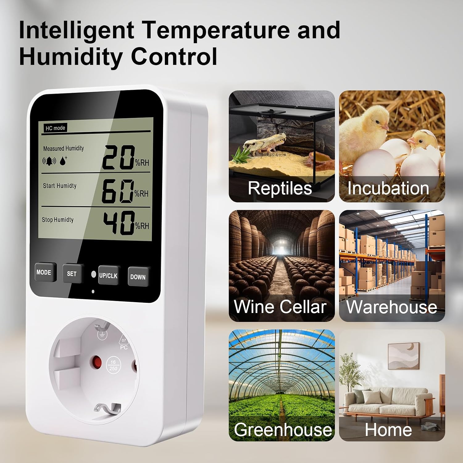 Detalle 2 de Gbformat Feuchtigkeitsregler/Temperaturregler thermostaat- en hygrostaatstekker met timer
