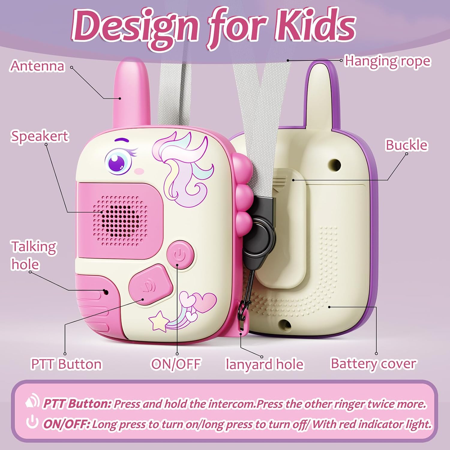 Detalle de DQMOON Unicorn Walkie Talkies for Kids