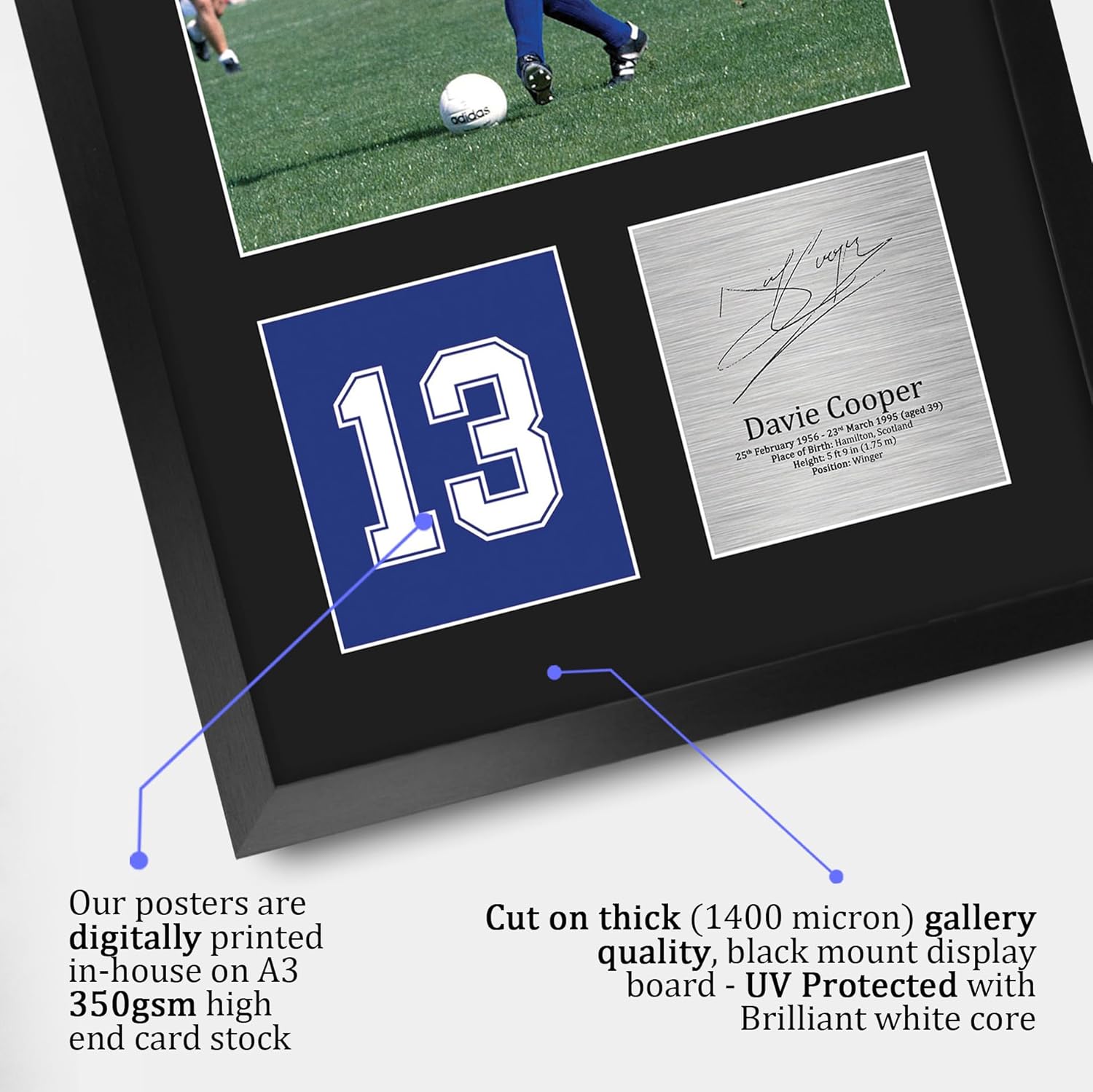 Thumbnail 3 de HWC Trading Davie Cooper Rangers A3 Portrait Framed Signed Autograph Picture