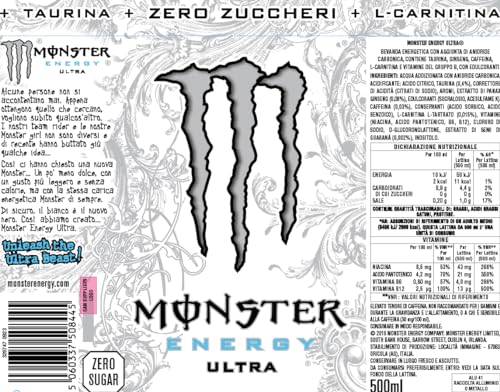 Detalle 2 de Monster Energy Ultra White – 24 lattine da 500 ml: energy drink zero zuccheri dal gusto agrumi