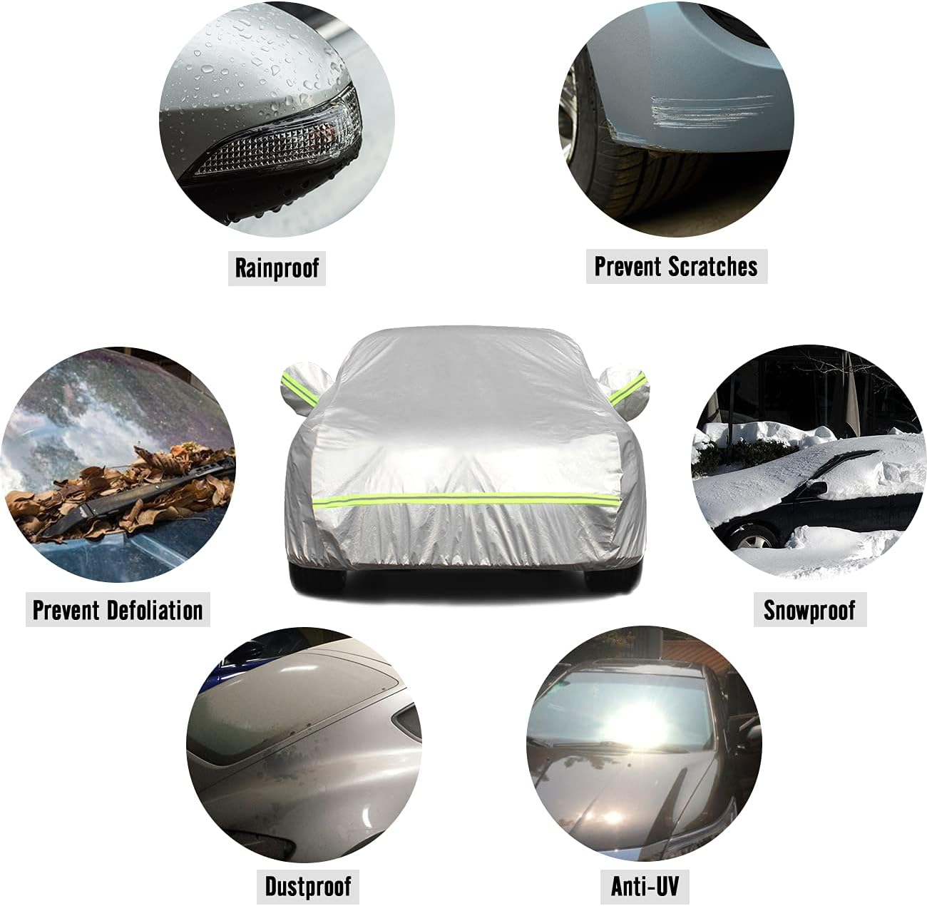 Thumbnail 5 de Favoto Bâche Voiture Extérieur – Housse de Protection PEVA avec Doublure coton, 465x170x150 cm