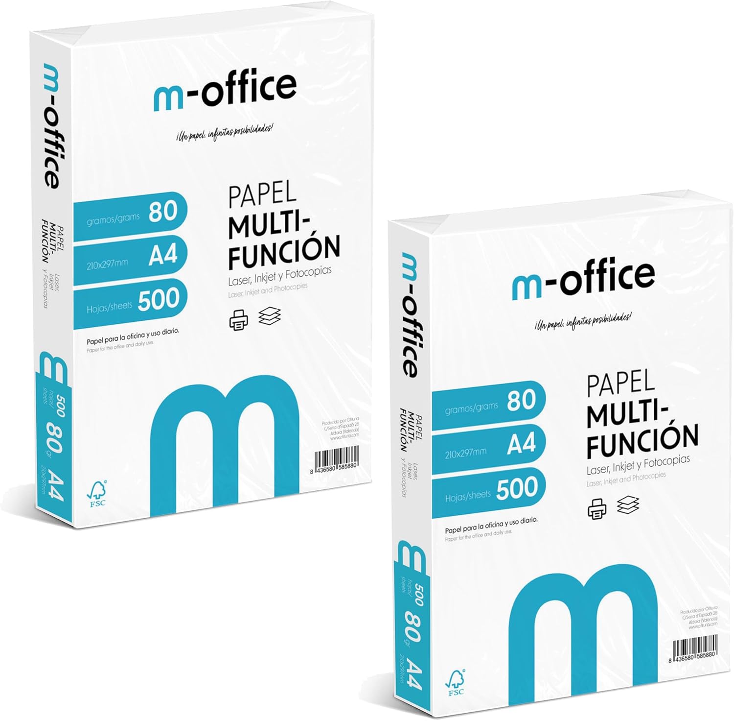 A4-Papier 80 g/m², 1000 Blatt im 2er-Pack – Multifunktionspapier für Inkjet- und Laserdrucker von m-office