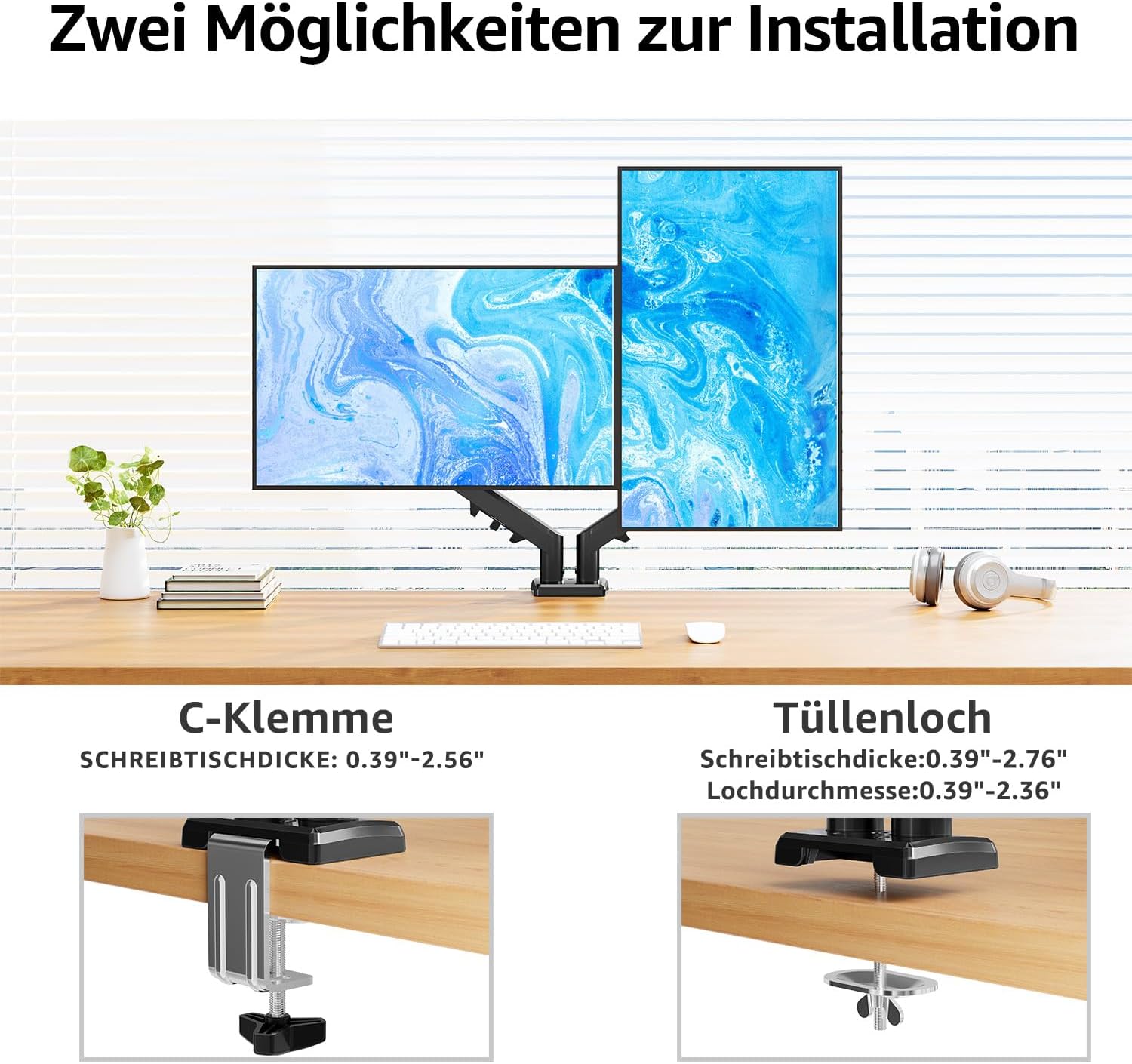 Thumbnail 6 de MOUNTUP Dual Monitor Halterung für 13–32 Zoll EU8014B – höhenverstellbar, neigbar, schwenkbar (VESA 75/100)