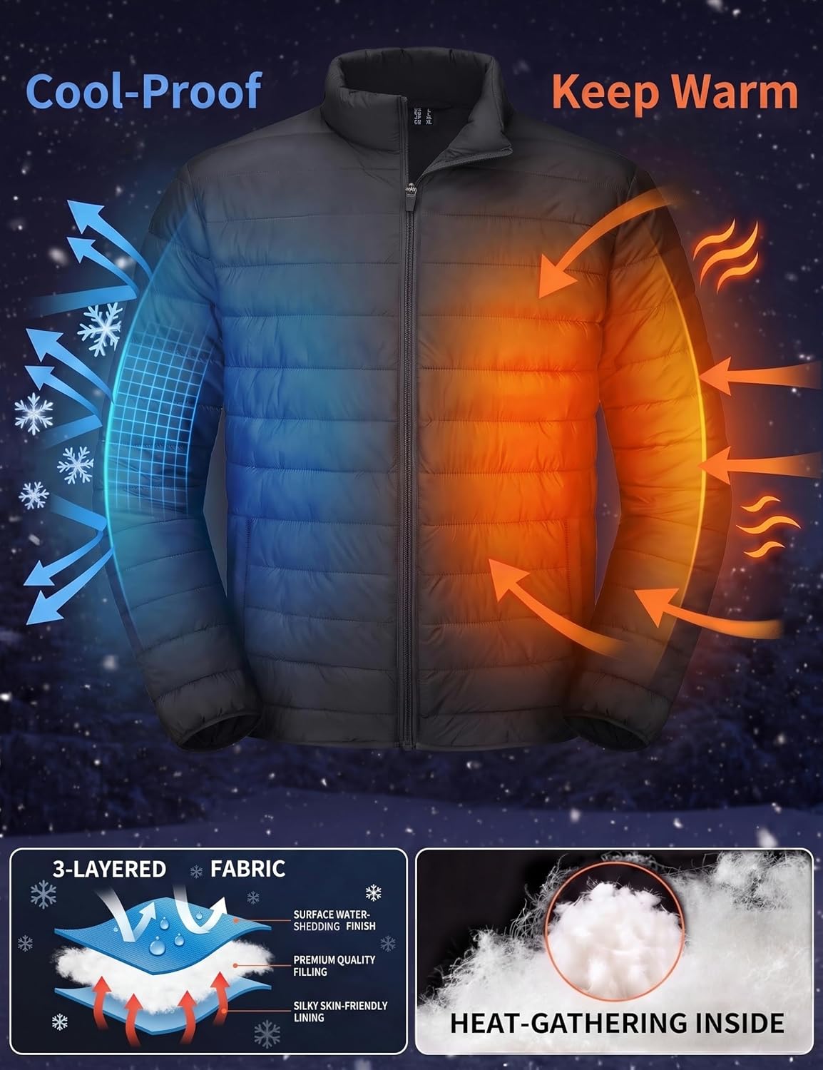 Detalle 1 de MAGCOMSEN Men's Puffer Jacket, Lightweight, Waterproof and Windproof