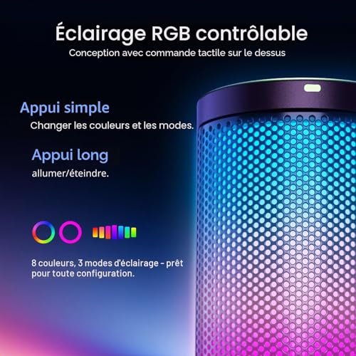 Detalle 2 de MAONO USB Micro Gaming DGM20S — Microphone condensateur USB avec RGB, réduction du bruit et bras robustes