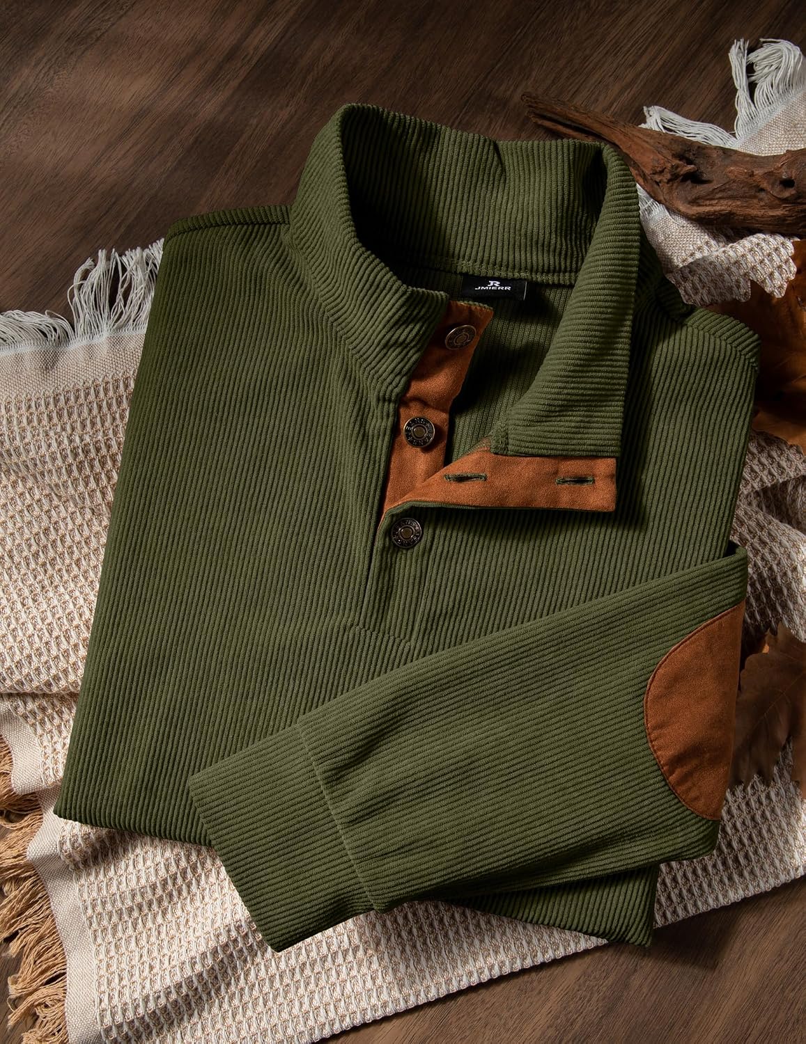 Thumbnail 5 de JMIERR Mens Warm Corduroy Sweatshirt with Pockets
