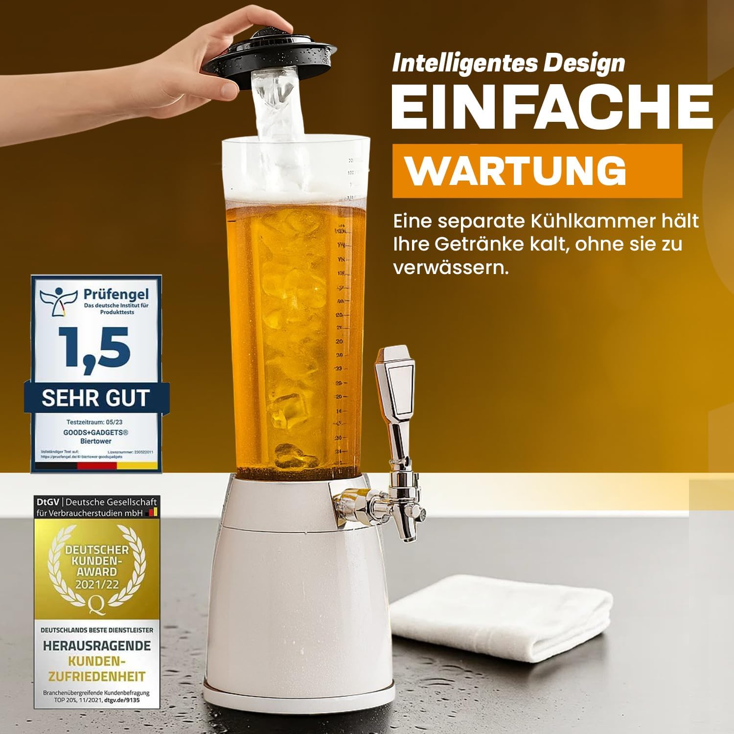 Thumbnail 6 de Biertower 4,0 Liter – Kult Biersäule mit LED-Beleuchtung & Eiskühlung