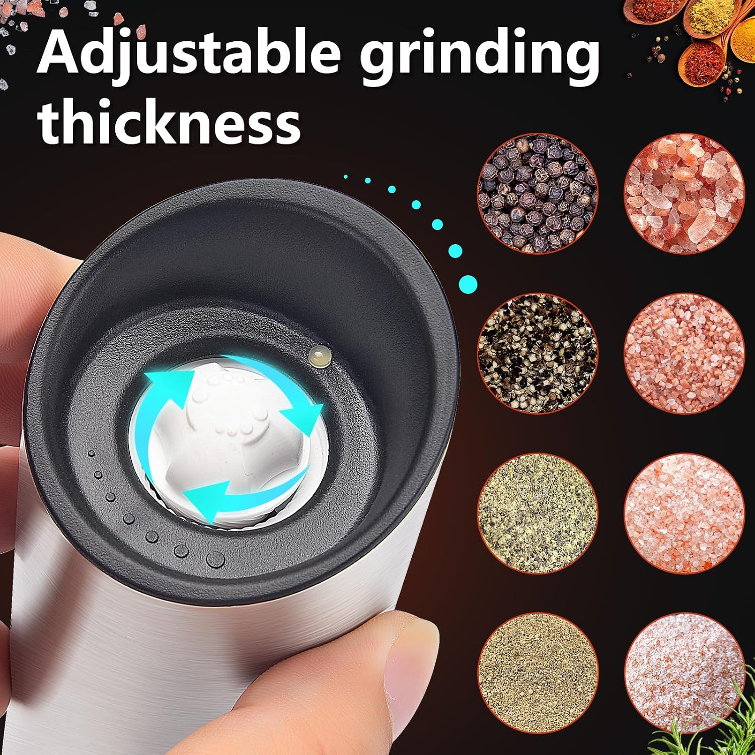 Thumbnail 4 de SaengQ Electric Salt and Pepper Grinder Set with Glass Containers