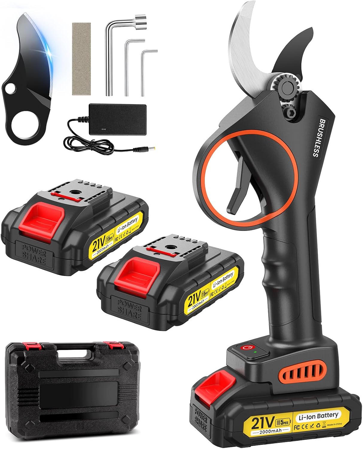 Detalle de Forbici da potatura elettriche 33 mm con motore brushless 800 W e 2 batterie 21V 2000 mAh