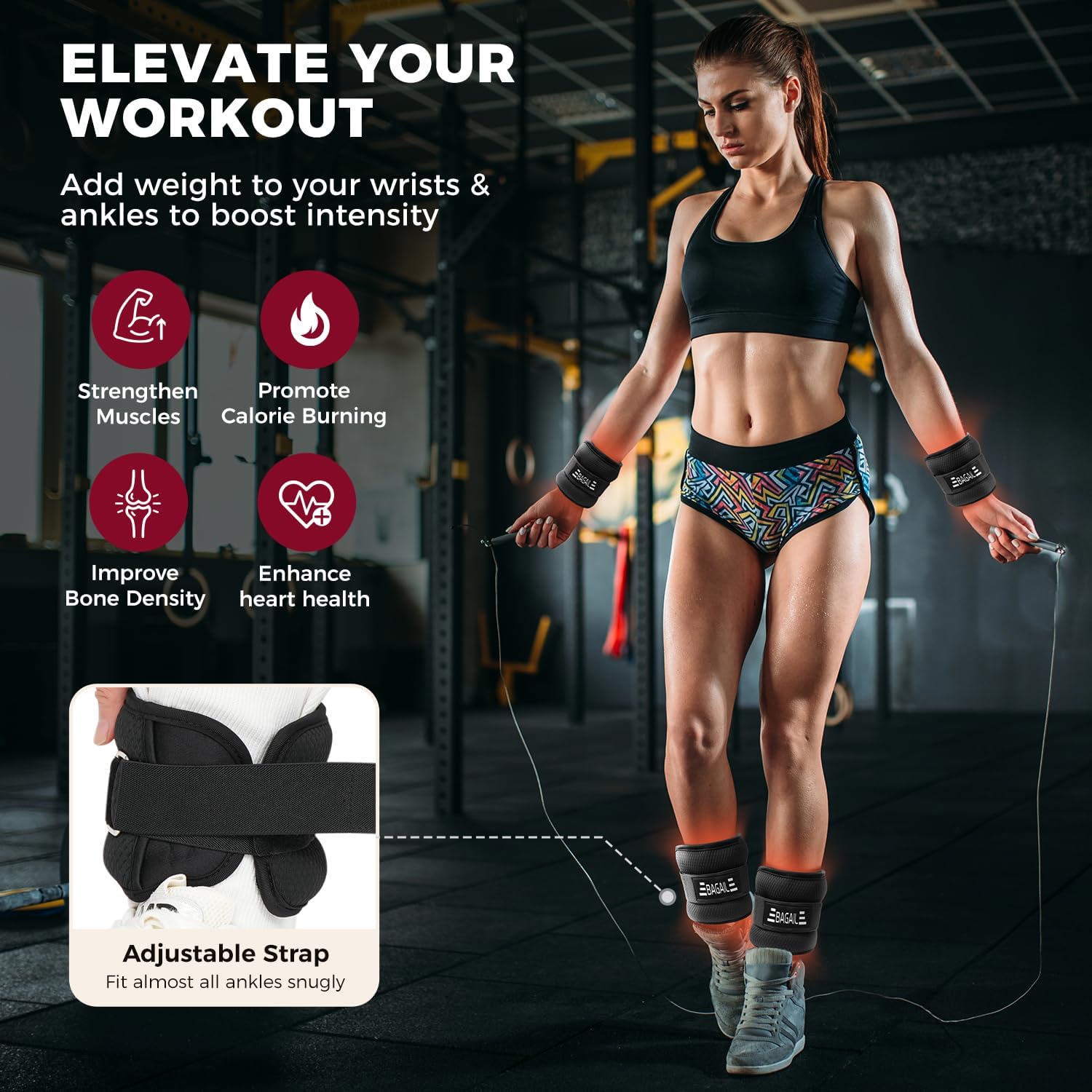 Detalle 2 de BAGAIL Ankle and Wrist Weights, 1 lb Each, Lycra-SBR Fabric