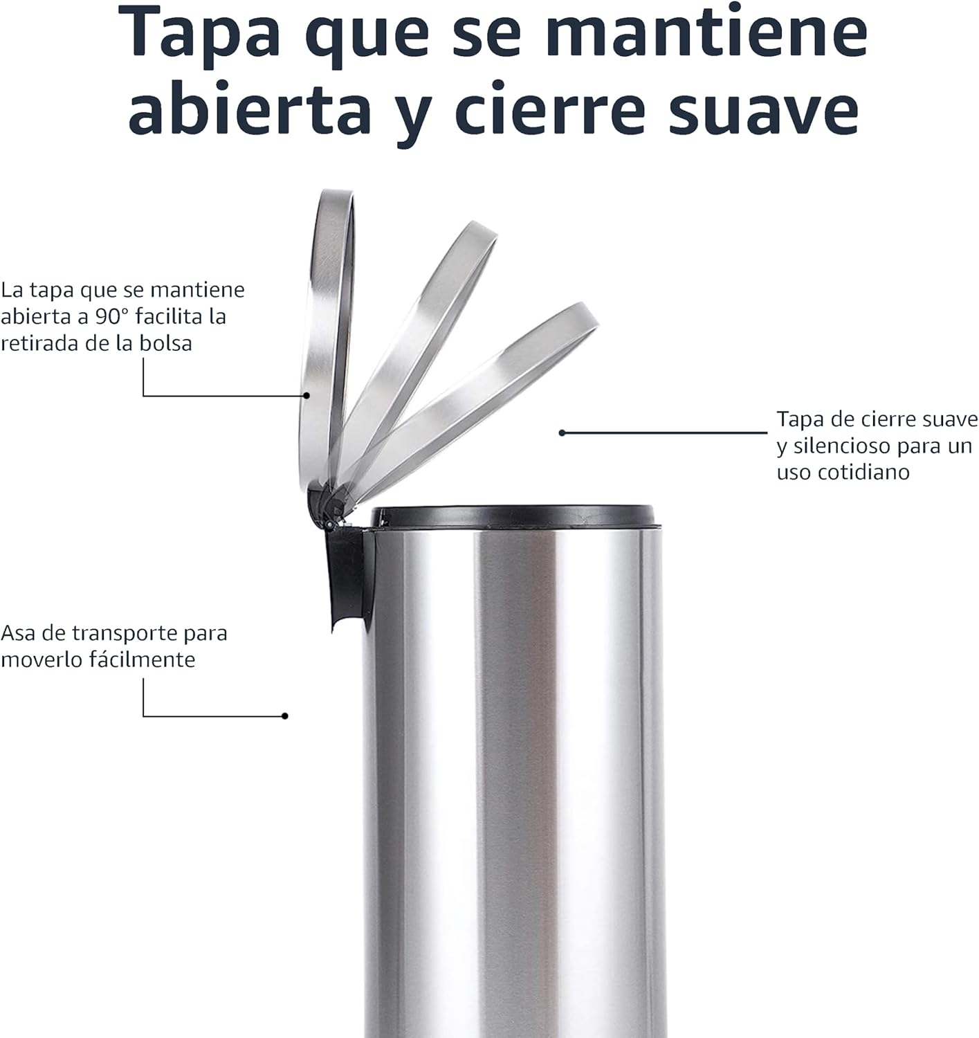 Thumbnail 2 de Amazon Basics Cubo de Basura Suave 30L Metálico 🗑