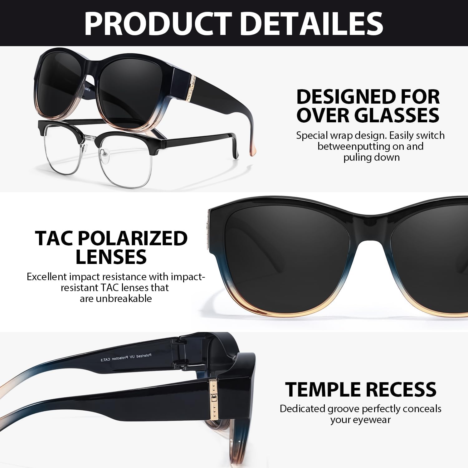 Thumbnail 5 de SIPHEW Polarised Fit Over Sunglasses for Women – Over Glasses, UV400 Protection, Oversized Wrap