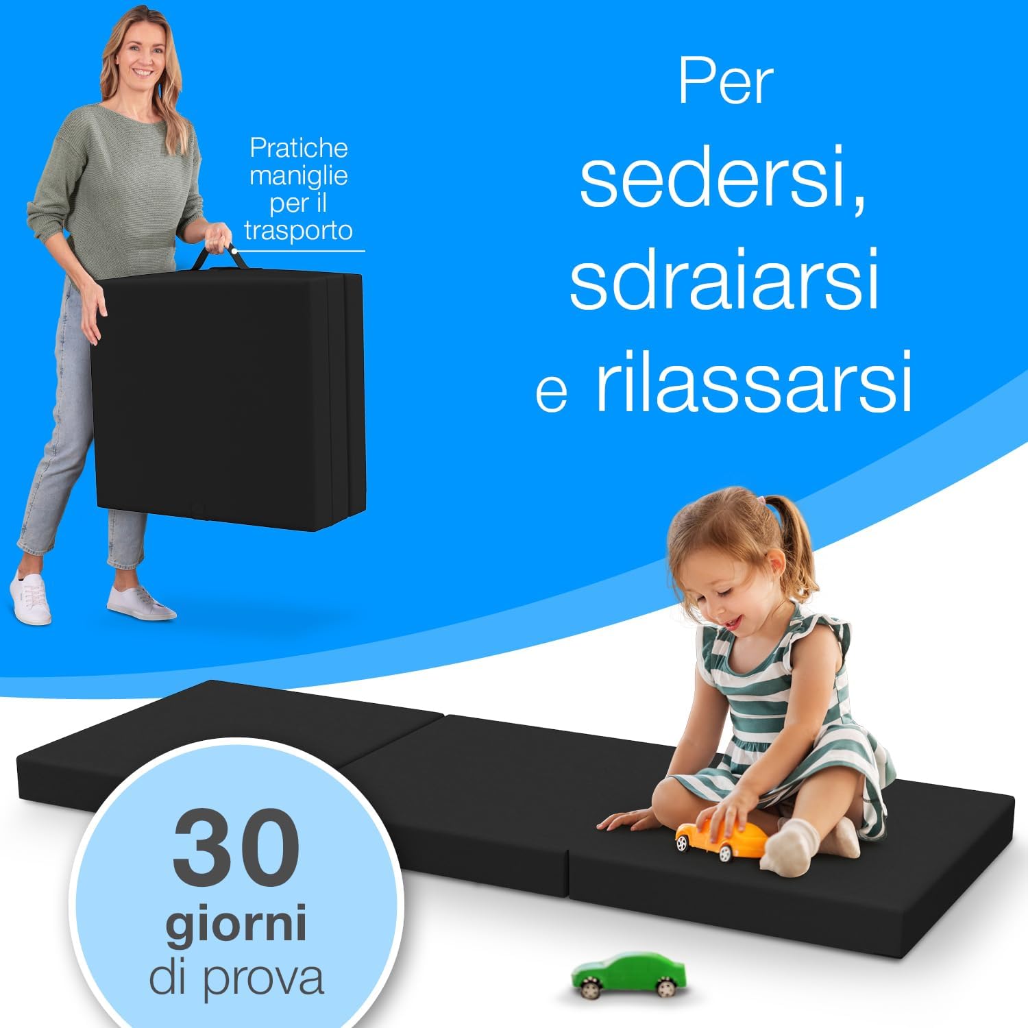 Thumbnail 4 de ELONEO Materasso Pieghevole 65x195 cm: comodo supporto da viaggio per bambini e adulti