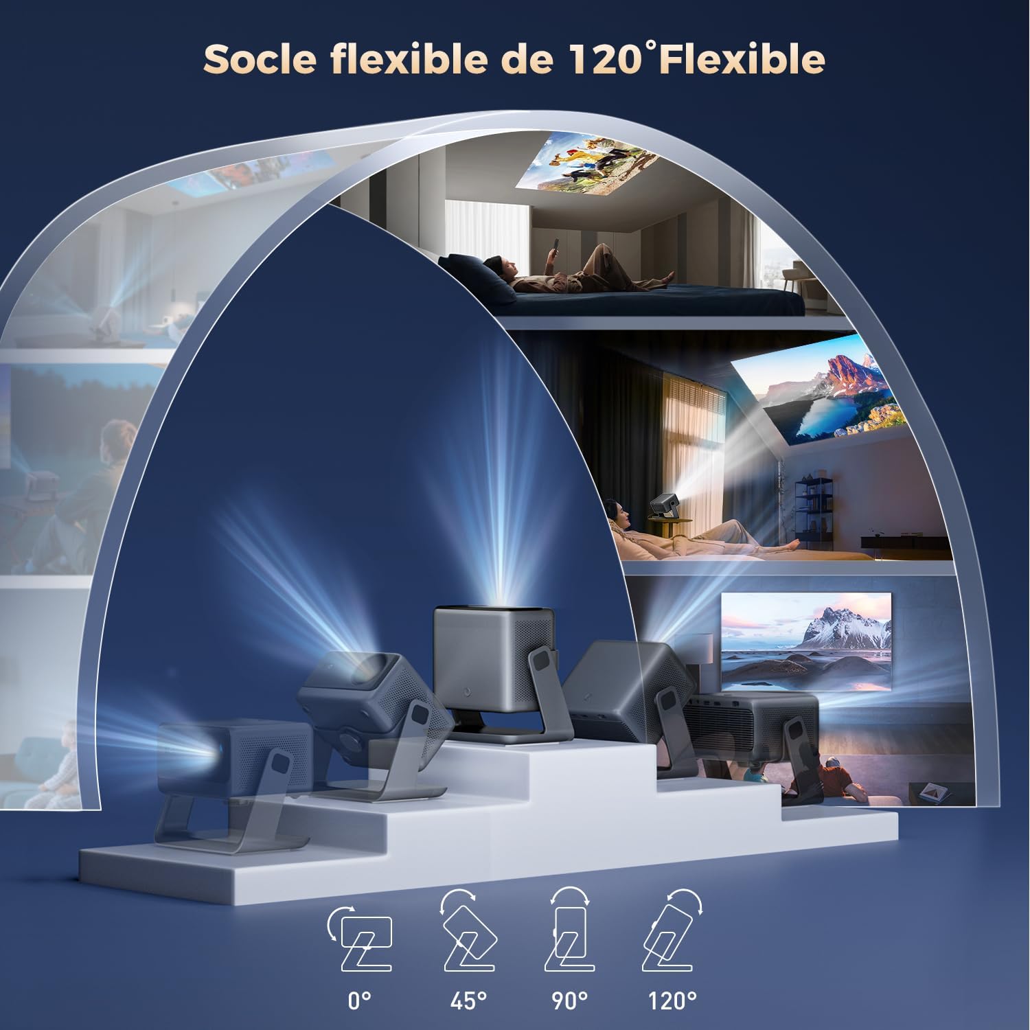 Thumbnail 5 de Projecteur portable AMEELA 30000 lumens avec WiFi, Bluetooth 5.2, auto-focus et correction trapézoïdale