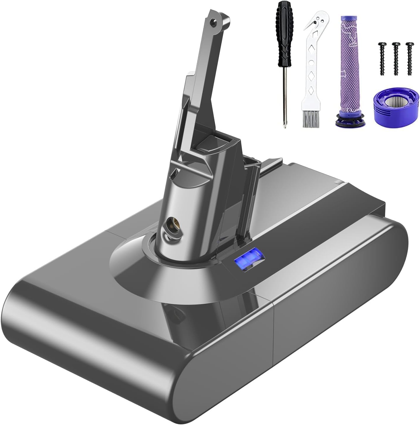 Detalle de Powtree Ersatzakku für Dyson V8 – zuverlässiger Ersatz mit umfangreichem Zubehör