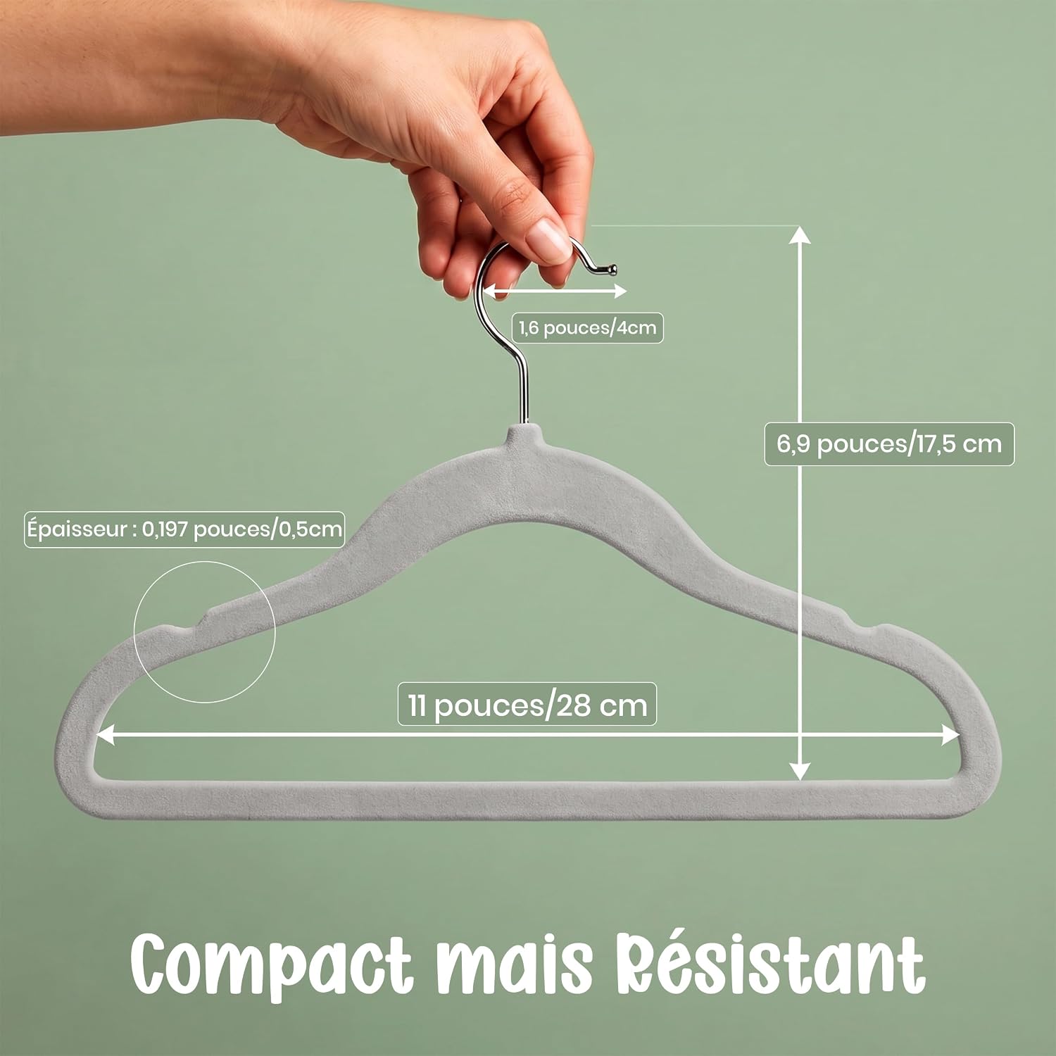 Detalle de Utopia Home Baby Velvet Hangers babykleerhangers 30 cm, grijs, 30 stuks