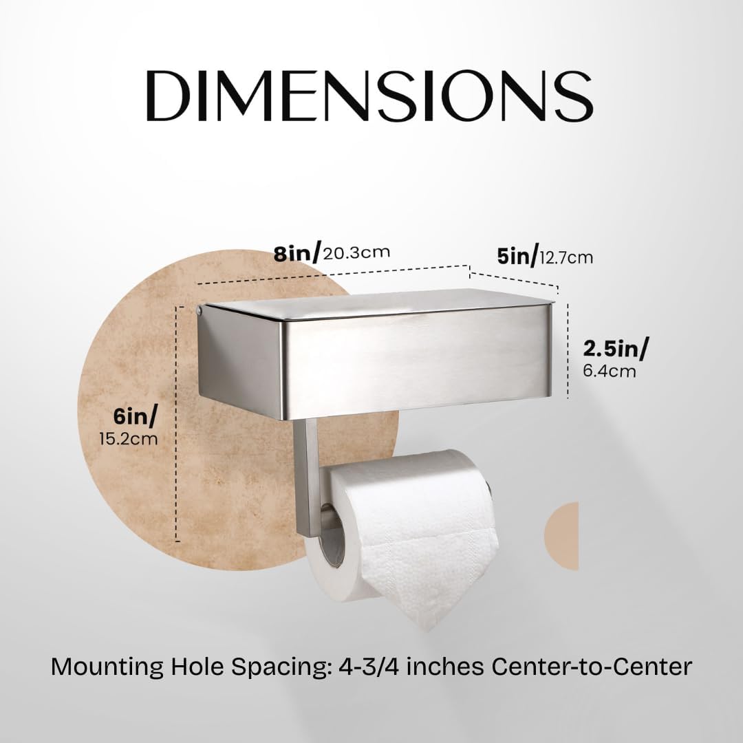 Thumbnail 5 de Day Moon Designs 0U-IXBR-DOSP Toilet Paper Holder with Shelf, Brushed Nickel