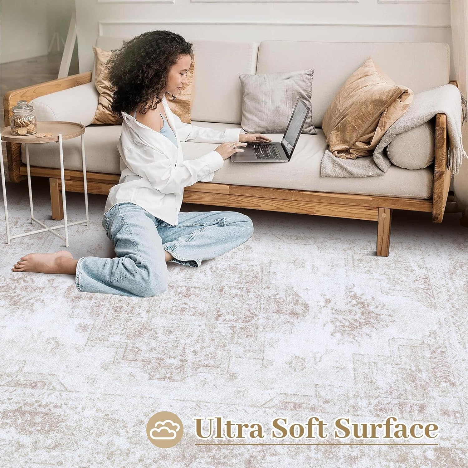 Thumbnail 3 de XLUEZ Area Rug 8x10 Low Pile Beige