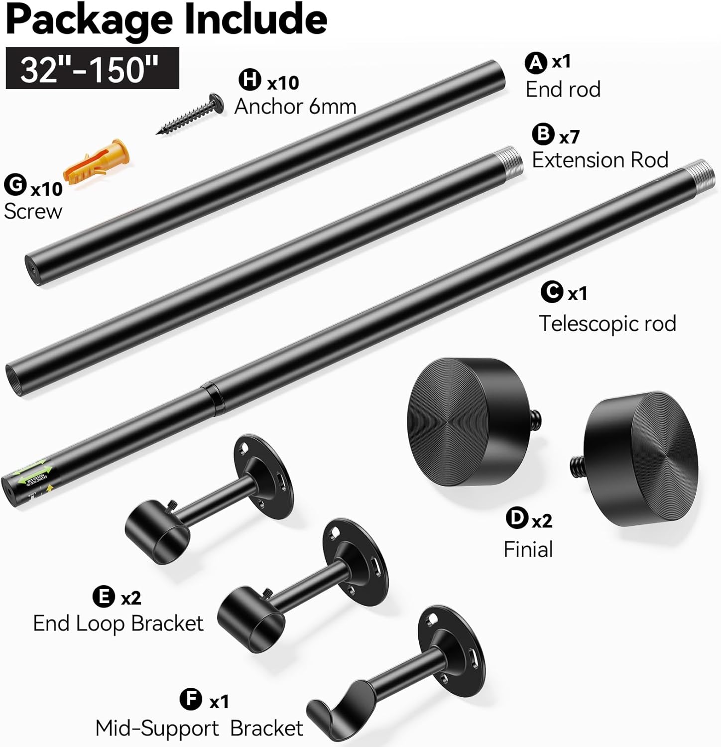 Thumbnail 5 de YaFex Heavy Duty Curtain Rods 32-150 Inch ๐ช