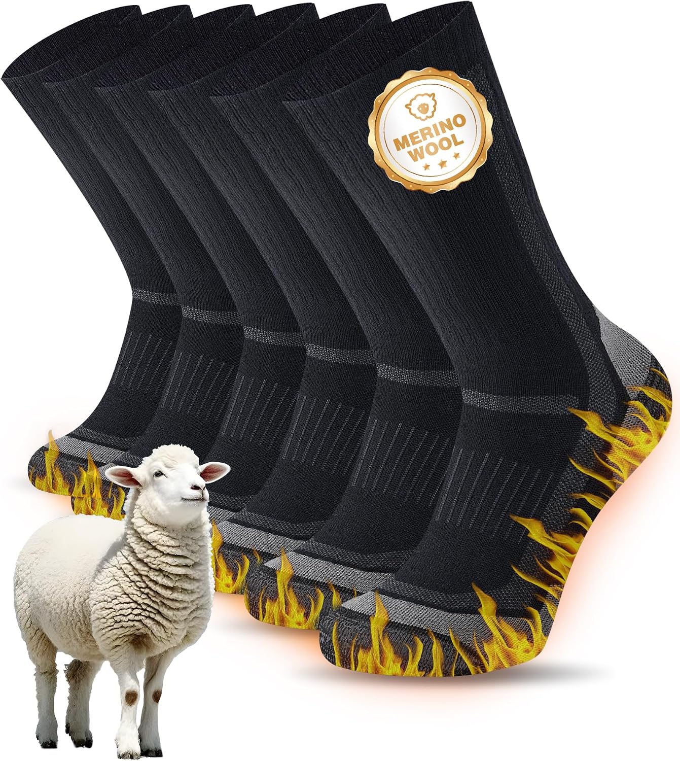 Detalle de SockWaddles merinowandelsokken, 3 paar met gevoerde zool en voetboogband
