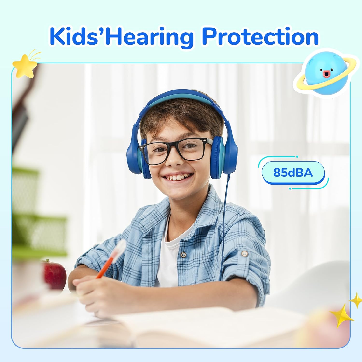 Thumbnail 4 de EarFun Kinderkopfhörer „Kinder“ mit USB‑C-Kabel und 85-dB-Lautstärkebegrenzer (blau)