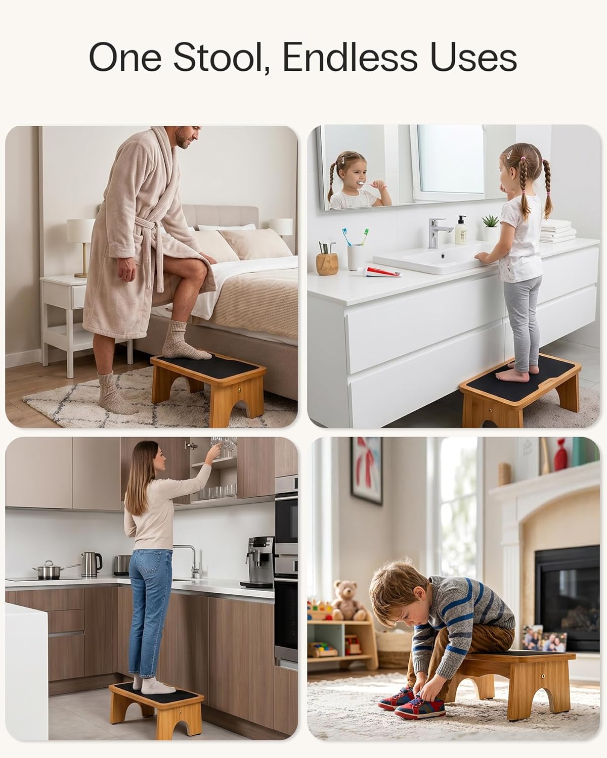Thumbnail 6 de StrongTek Step Stool for Kids and Adults – Portable Wooden Bedside Stool, 7.5" High