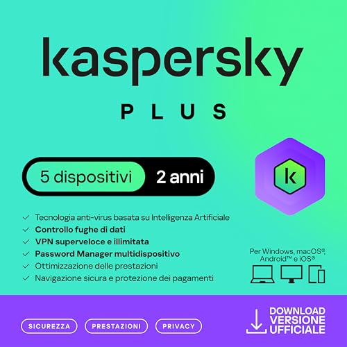 Detalle de Kaspersky Plus Internet Security 2026 | 5 dispositivi, 2 anni, VPN illimitata e Password Manager