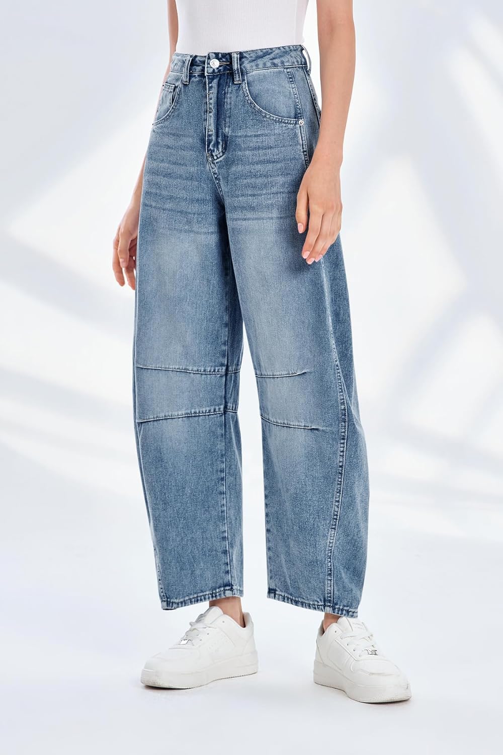 Thumbnail 2 de PLNOTME Women's Baggy Boyfriend Jeans: Vintage Wide Leg Mid Rise Barrel Denim Ankle Pants