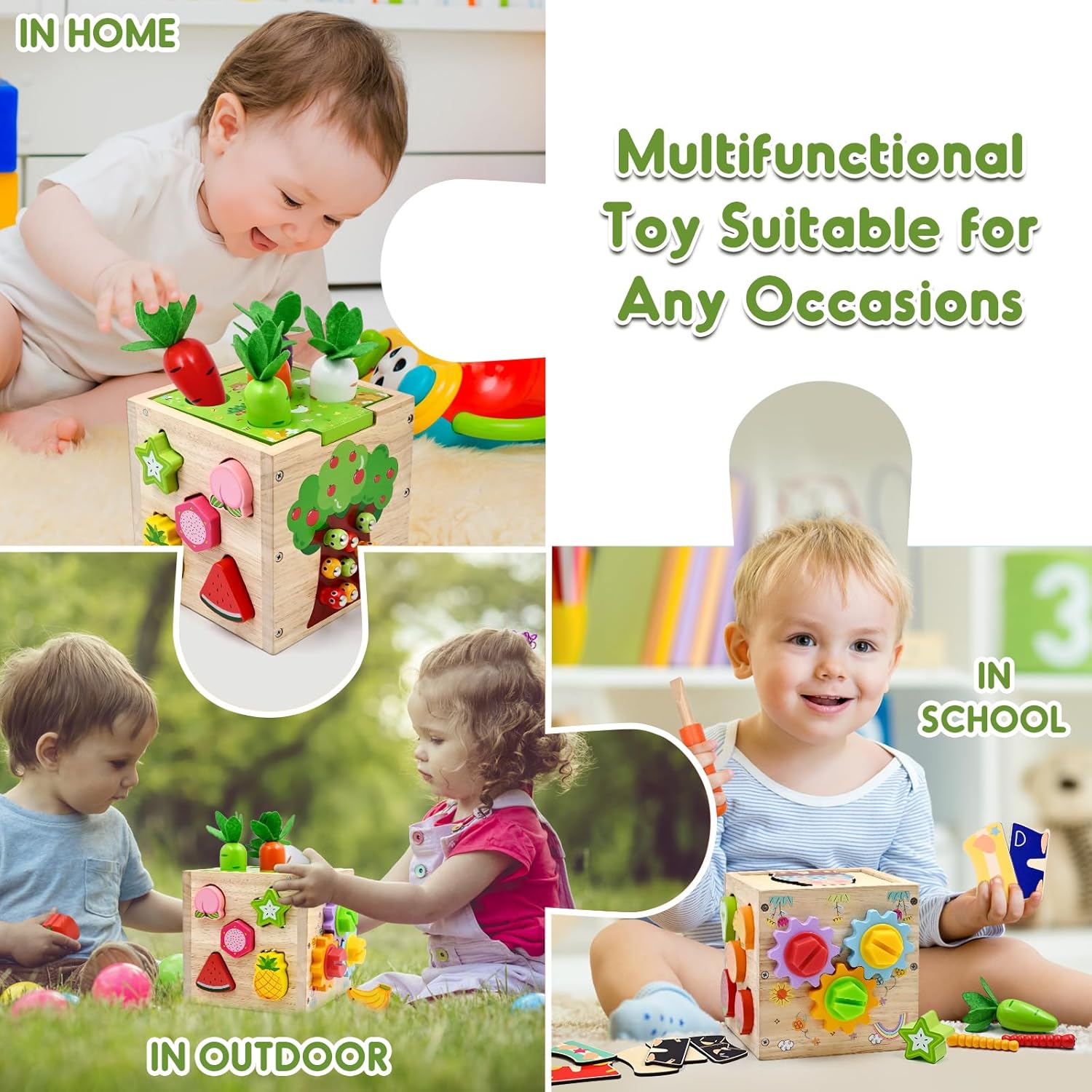 Thumbnail 5 de AiTuiTui Motorikwürfel 5 in 1 – Montessori-Holzspielzeug für Kleinkinder ab 18 Monaten